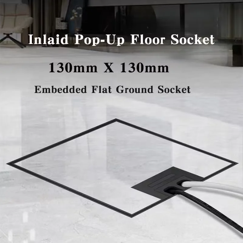 

130x130mm Pure Flat Stainless Steel Embedded Floor Socket EU/FR/UK/US/IT/KR/UN/IL Adapters, Universal Grounded Outlet Box