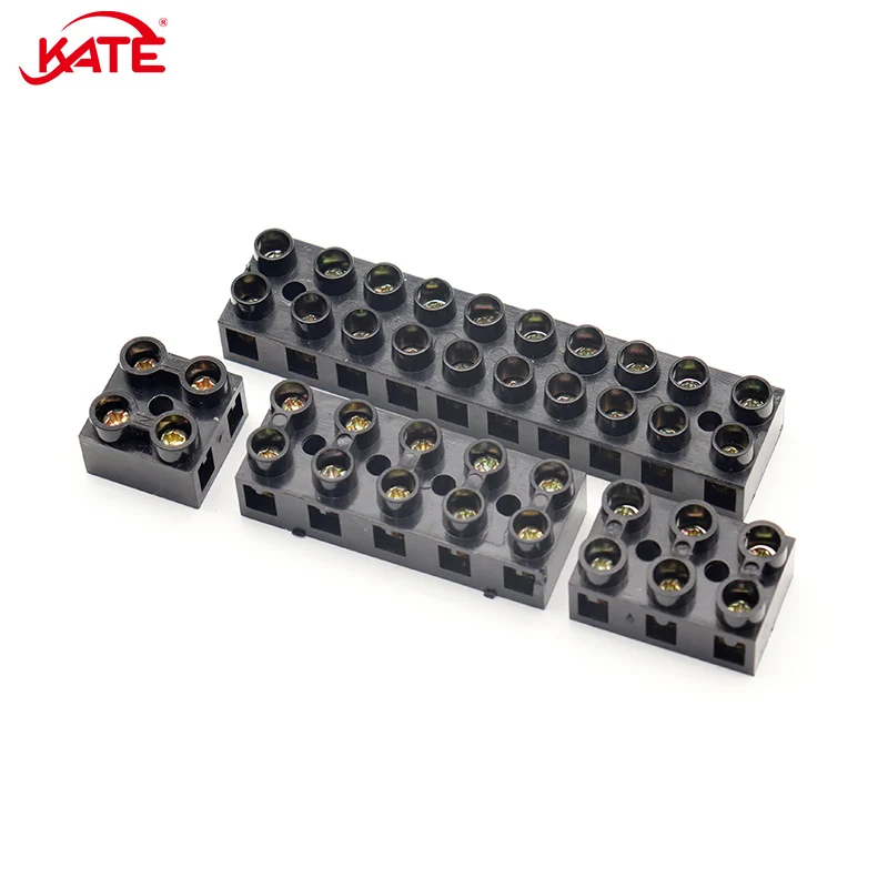 Terminal Block JX5 Wiring Connector 2/3/5/10 Holes 500V 10A 20A 60A Screw Docking Terminal Electrical Connector Brass 20-6 AWG