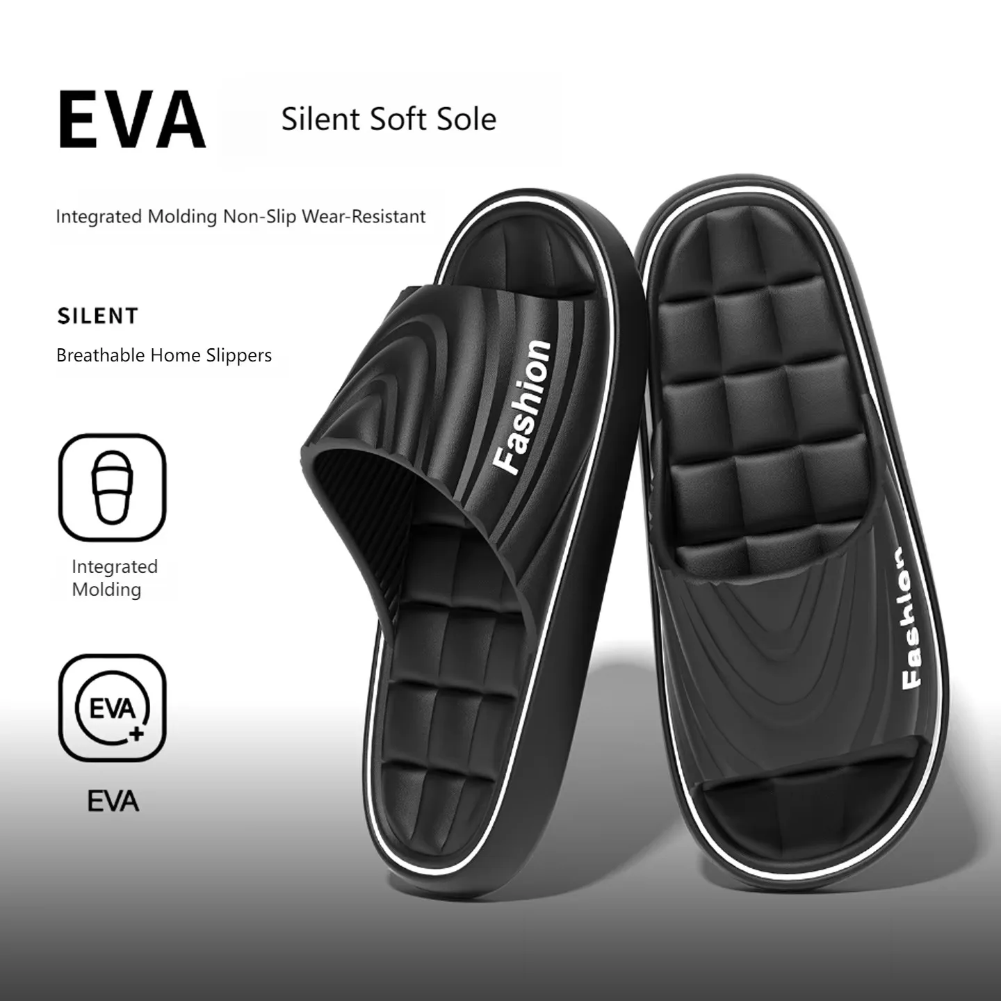 Men EVA Home Slippers Silent Soft Sole Non Slip Open Toe Slides Fashion Indoor Bathroom Casual Sandals