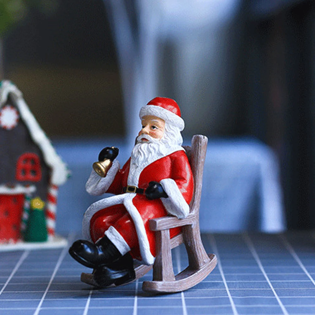 

1Pcs Resin Santa Claus Ornament Rocking Chair Xmas Decor Christmas Desktop Decoration Home Tabletop Ornament Xmas Decor