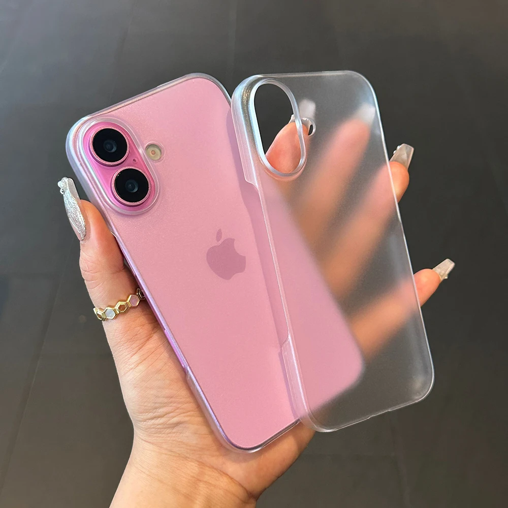 

Half Pack Case For iPhone 16 15 14 13 12 11 Pro Max Plus Mini Half-Wrapped Translucent Matte Back Cover Shockproof Frosted Shell