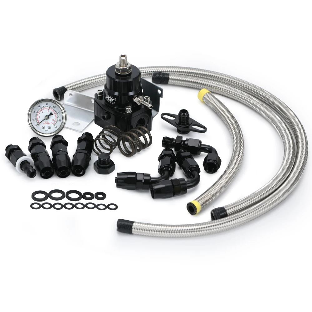 Kit de régulateur de pression de carburant réglable, alimentation AN6 et ligne de retour AN6 avec jeu de jauges 0-160PSI, ressorts de pression 3-20/ 20-45/ 45-70