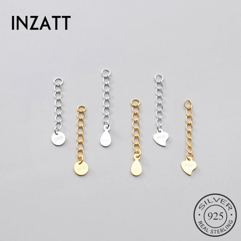 INZATT 2 Pieces/ Lot Real 925 Sterling Silver Jewelry Findings Extension Chain  Bracelet Necklace Extender Chains