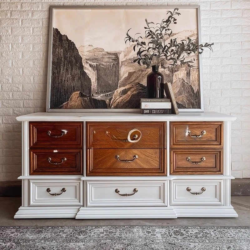 HHSolid الخشب تسعة الصدر خزانة بسيطة غرفة المعيشة خزانة جانبية مدخل خزانة التخزين