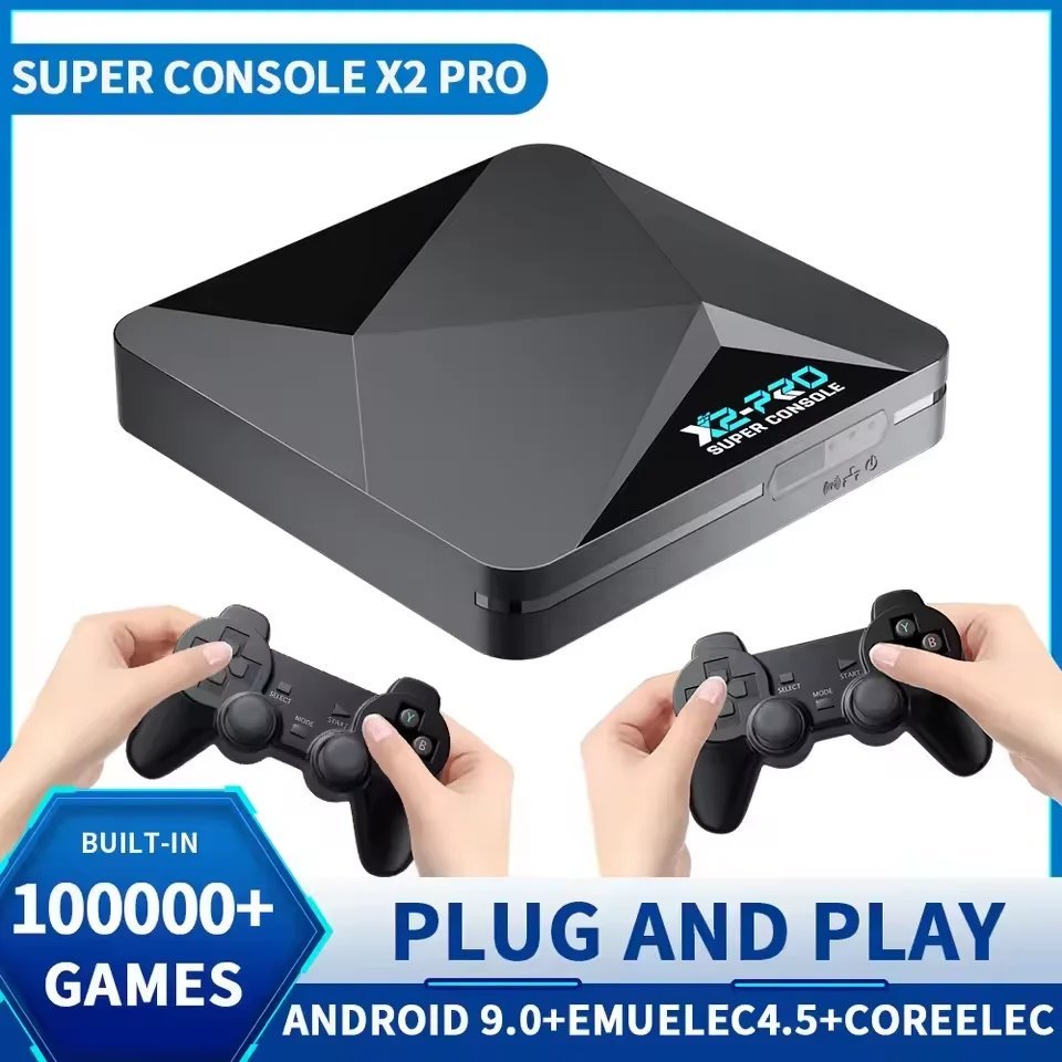 

X2 Pro Retro Video Game Console TV Box 100000+ Games with 2 Gamepads Super Console 4K 60+ Game Emulators for DC/Arcade/MAME/Sega