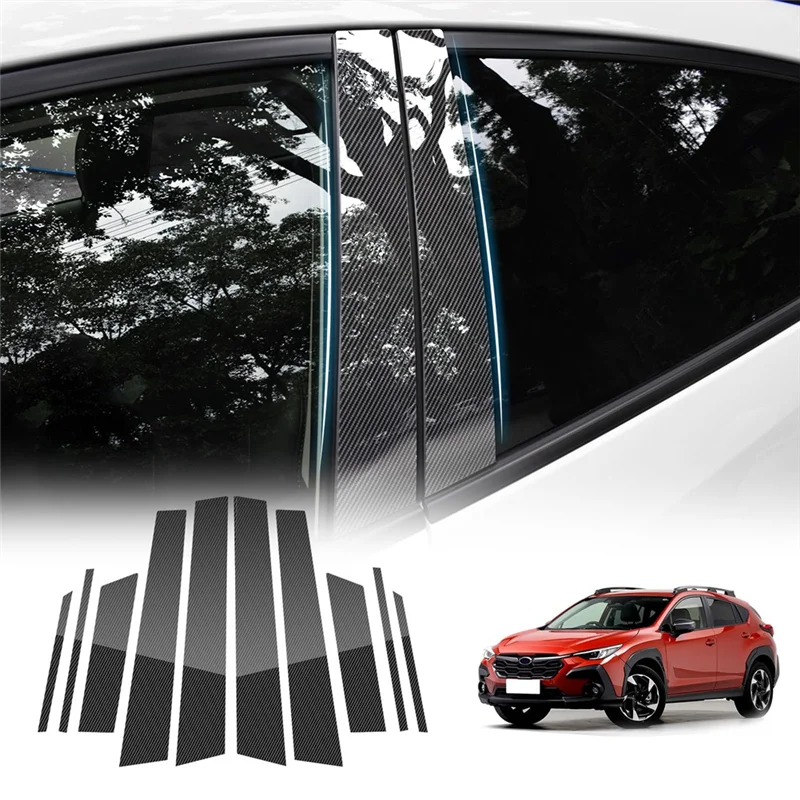 

AS-For Subaru Crosstrek 2023 2024 Car B Pillar Posts Door Window Trim Exterior Decoration Sticker Accessories ,Carbon Fiber