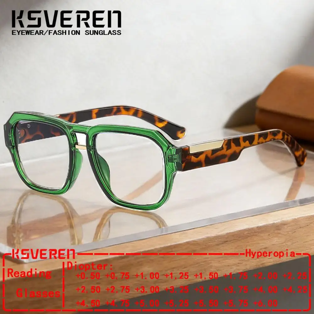 Designer Square Anti Blue Light Reading Glasses Men Women Fashion Clear Prescription Presbyopic Eyewear Customizable Diopter