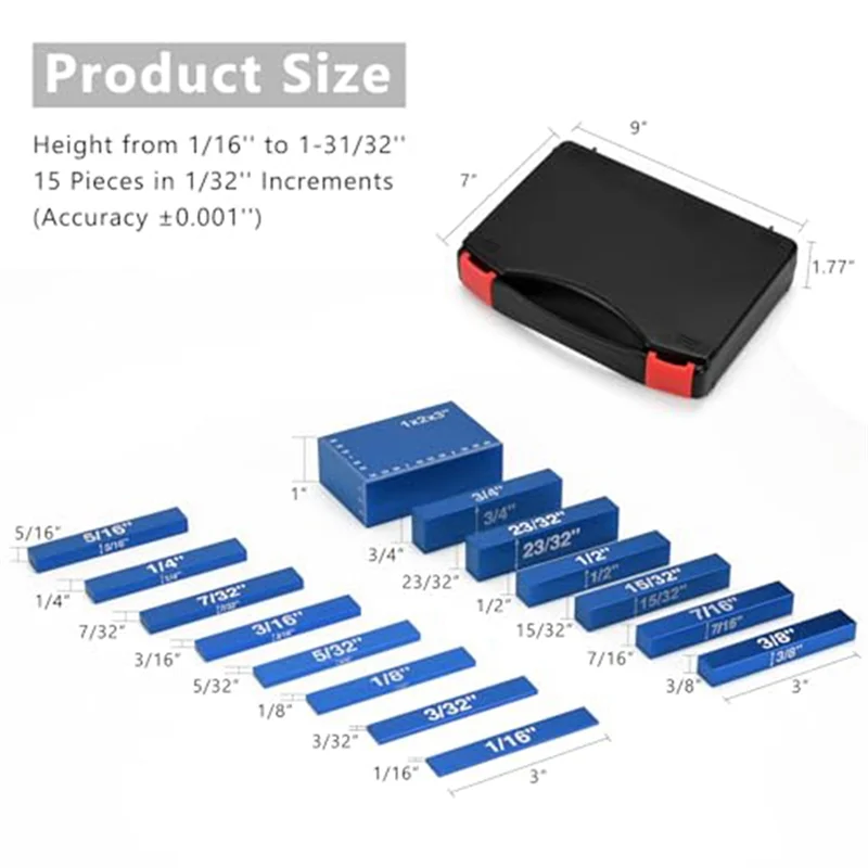 

2025 Hot Style Setup Blocks Woodworking Height Gauge Set 15 Pcs Of Set Up Bars, Router Table And Table Saw Accessories