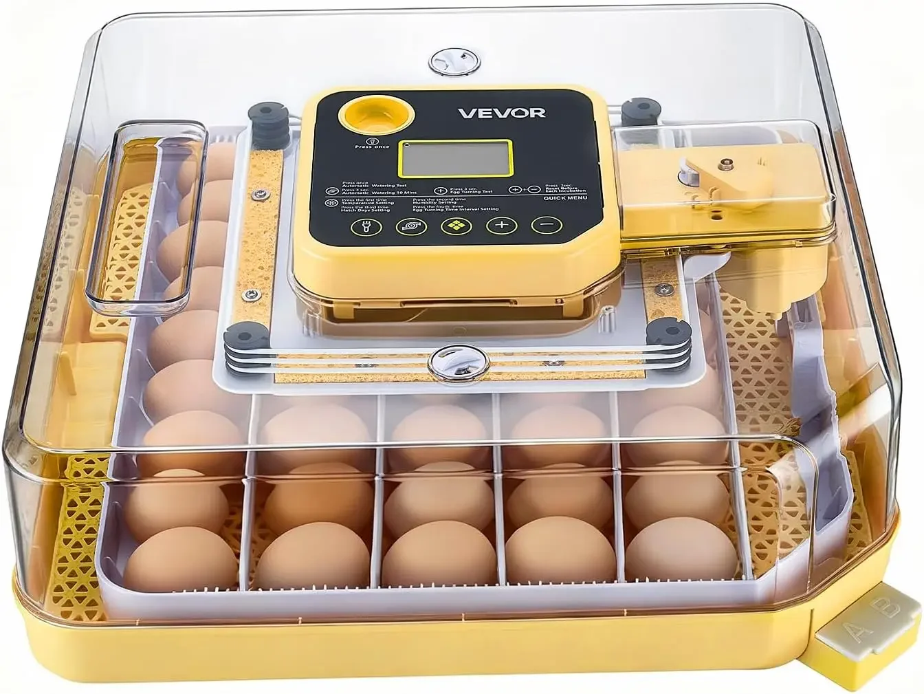 48 Egg Incubator, Automatic Egg Turner with LED Candler, Temperature Display & Auto Humidity Control, 360° View Clear Window, Po