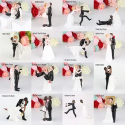 Bride and Groom Figurines Wedding Cake Toppers Synthetic Resin Dolls Valentine's Day Engagement Decor Anniversary Figurine Gift