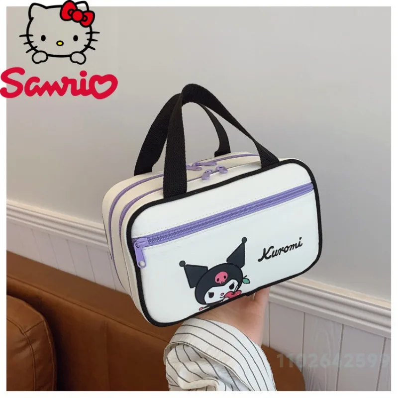 Sanrio New Women's Makeup Bag Fashionable High Quality Layered Storage Bag Cartoon Versatile Multi Functional Travel Wash Bag