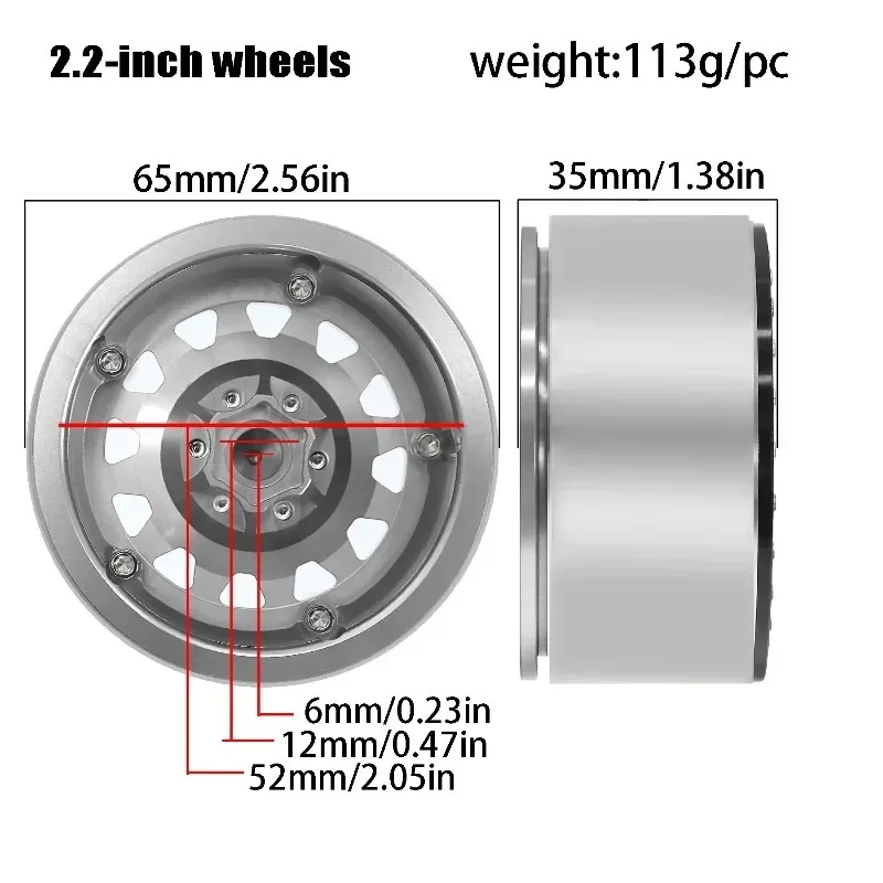 

Metal 2.2" Beadlock Wheel RAim Wheel Hub for 1/10 RC Crawler Car Axial SCX10 Wraith RR10 RBX10 Trxs TRX4 D90