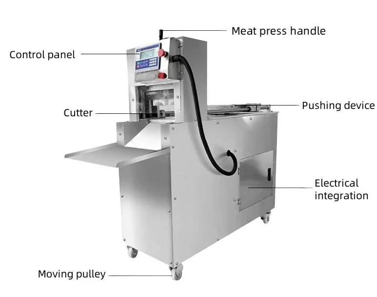 معدات الجزار الصناعية الجديدة 4 لفات قاعدة أرضية قطاعة طعام اللحوم آلة قطع سميكة للسجق لحم الخنزير المقدد ولحم البقر أكثر