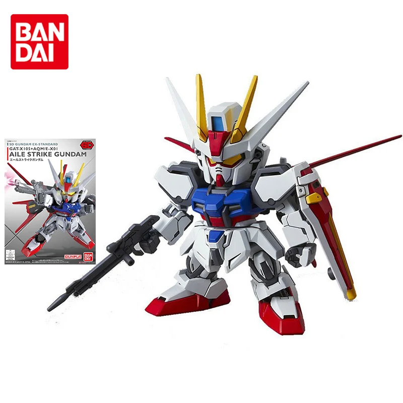 Bandai Gundam Model Kit Animation Figure SD EX 002  Aile Strike Gundam Genuine Gunpla Model Action Toy Figure Toys for Children