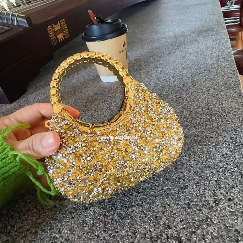 

Mini Golden Luxury Designer Shoulder Bags Evening Bag Purses and Handbags Diamond Party Wedding Acrylic Shiny Clutch Purse