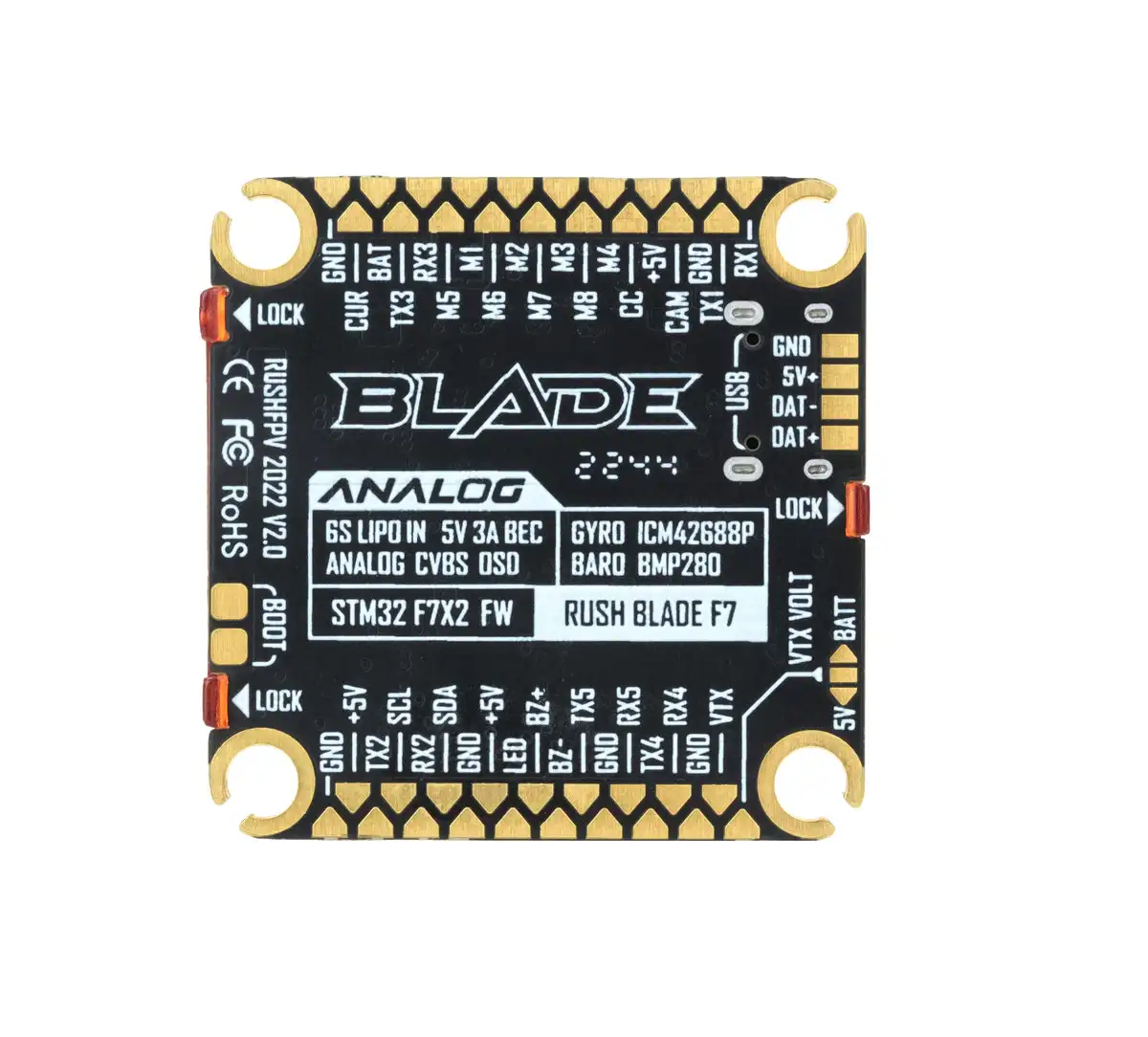 RUSH BLADE F722 V2 Analog Flight Controller ICM42688P 16MB BlackBox 3-6S 30X30mm for FPV  s Accessories - view 2