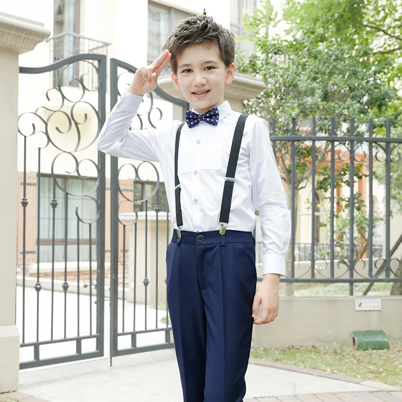 2024 School Uniforms for Children Kids Clothing Sets Tops+Skirt+Strap Teenager Girls Plaid Student Boys Choir Costumes