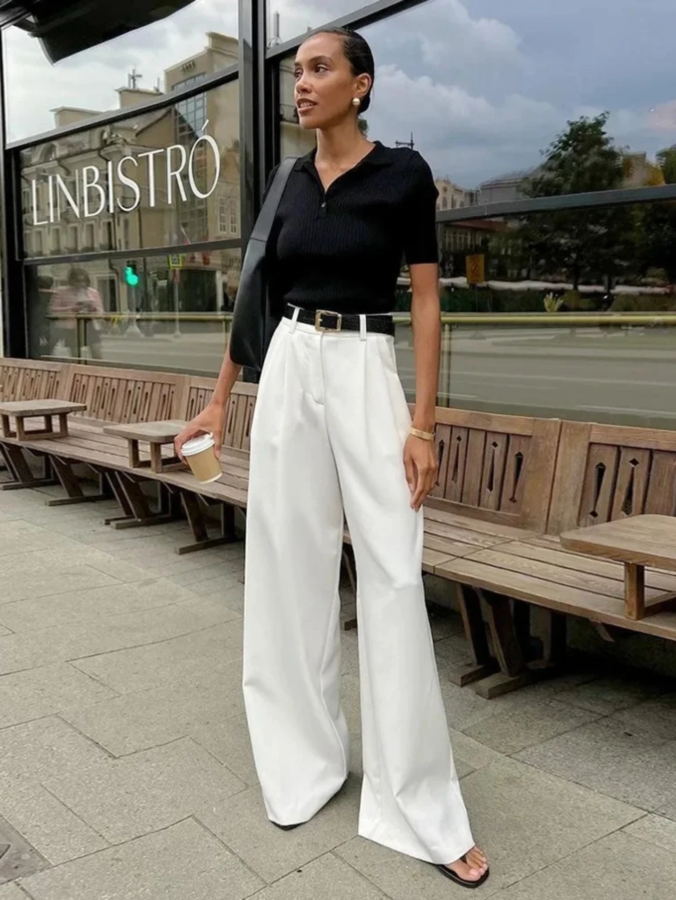 

Весенне-осенний сезон, универсальные, для поездок на работу, повседневные, брюки прямого кроя с высокой талией, белые, женские широкие брюки.