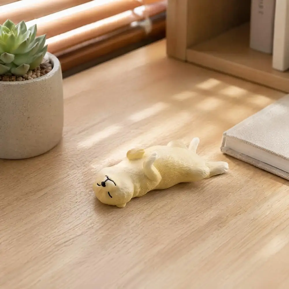 Sleeping Dog Ornament Simulated Sleeping Dog Model Realistic Lying Bulldog Figurine Mini Pvc Toy for Toddlers Kids Educational