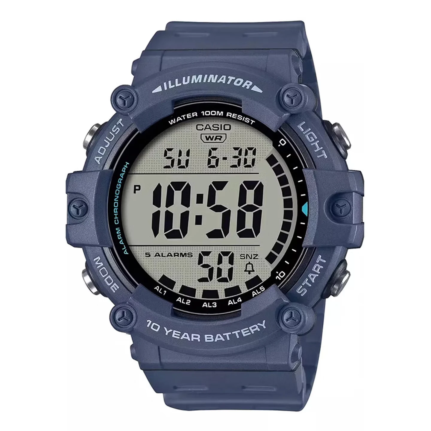 

Casio AE1500WHX Series | 10-Year Battery | LED Backlight | 5-Alarms | 1/100 Sec Stopwatch | Men's Digital Watch