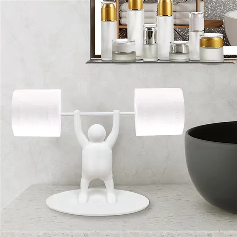 

AAAC-Fitness Weightlifting Man Toilet Paper Holder Bathroom Fun Toilet Decoration 3D Printed Toilet Paper Holder