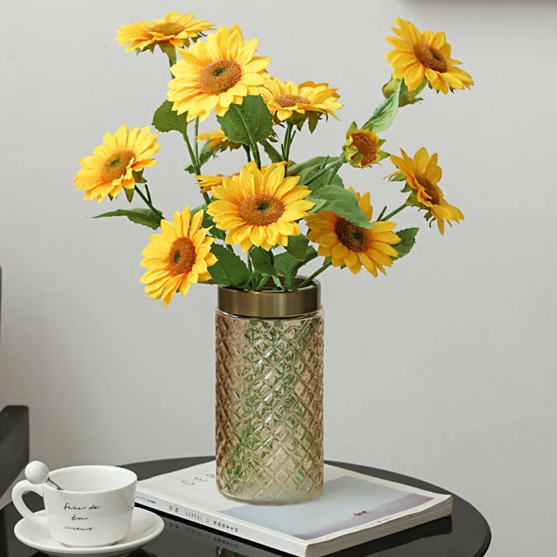 Creative Glass Grid Vase Hydroponic Container Cylindrical Flower Arrangement Crafts Living Room Flower Vase Wedding Decoration