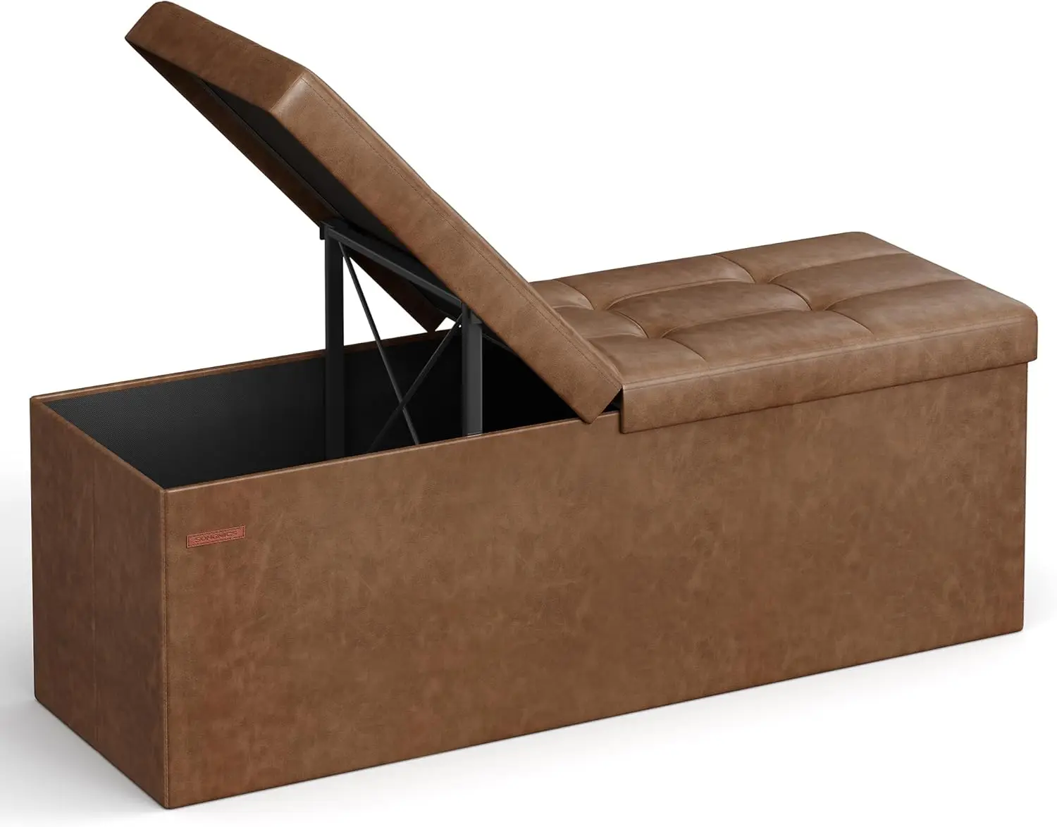 

43-Inch Storage Ottoman Bench with Flipping Lid, Holds 660 lbs, for Living Room or Bedroom in Coffee Brown
