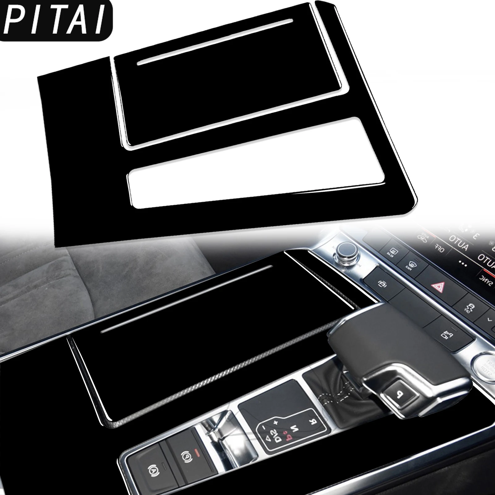 For Audi A6 LA7 2019 Piano Black Center Console Gear Shift Panel Trim Strips Car Interior Accessories decoration Sticker