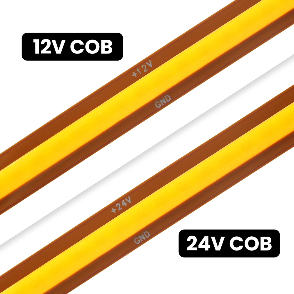 720 LEDs COB Strip LED Lighting 12V 24V Flex Tape Cut Any Mark for Custom Furniture Build Floating Shelf Underlight Highlight