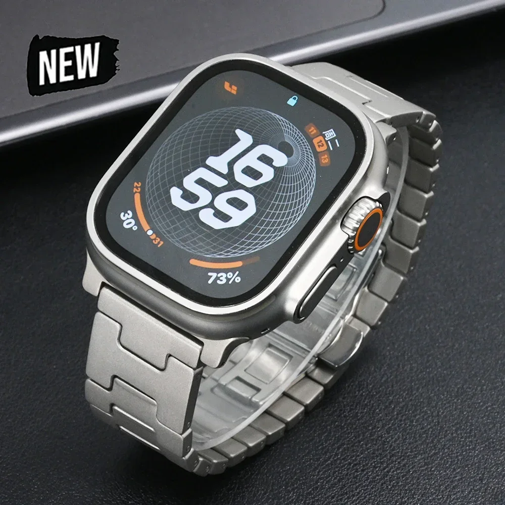 

MEN Titanium Strap for Apple Ultra Watch 49mm Series 10 9 8 7 6 5 4 SE 46mm 45mm 44mm Luxury Titanium Link Bracelet