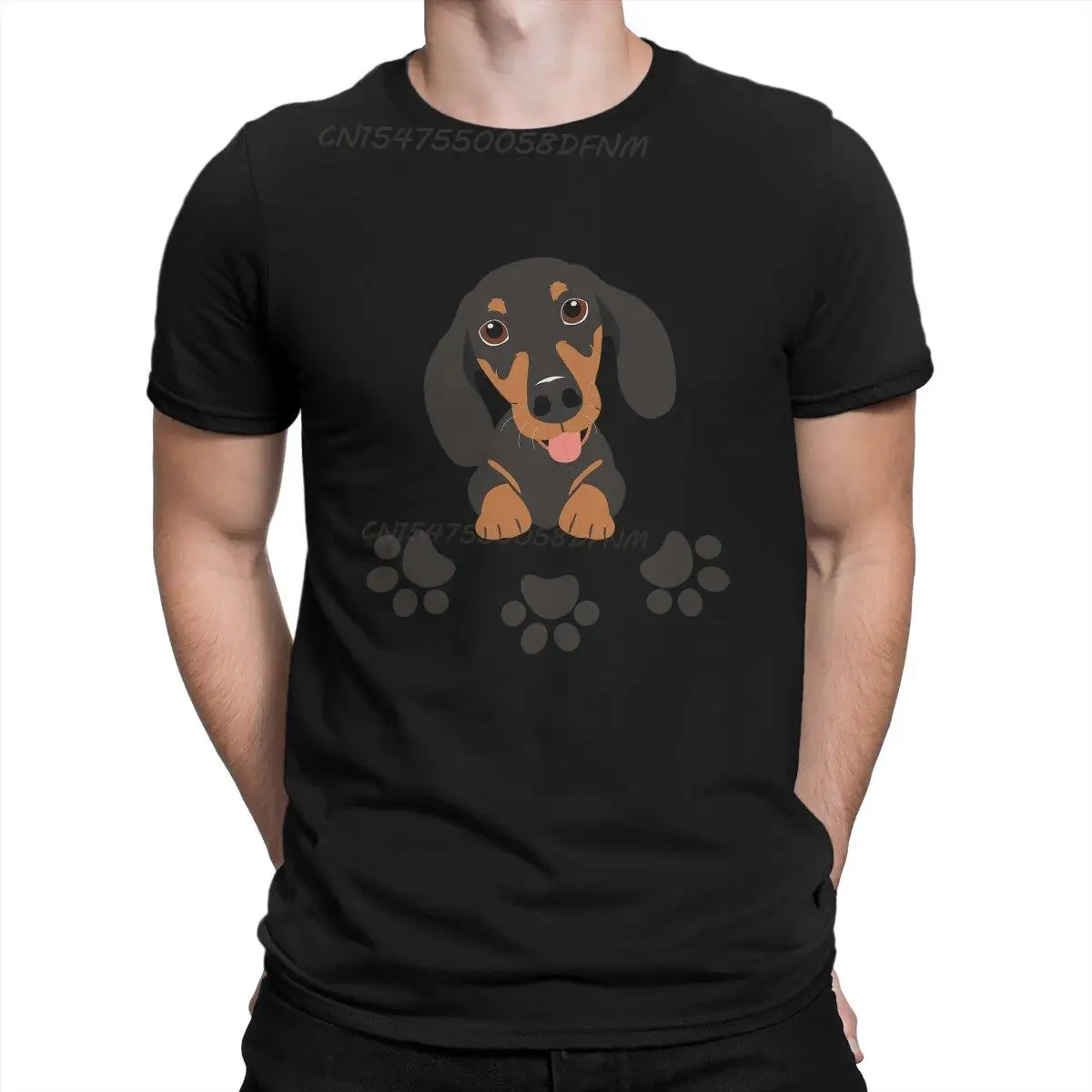 Dachshund and Paw Print Men's T-shirts Sausage Dog Cool Tee Shirt Men T Shirts Summer Tops T-Shirt Male Cotton Gift Men Clothing