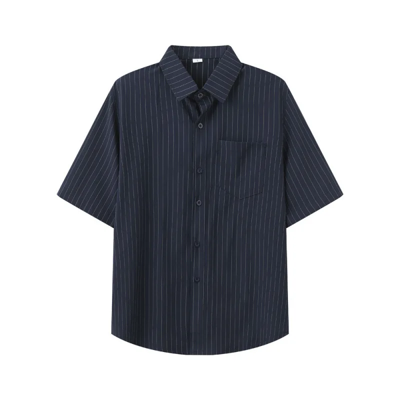 Short Sleeve Shirt Men's 2026 Summer New Business Casual Striped Shirt Half Sleeve