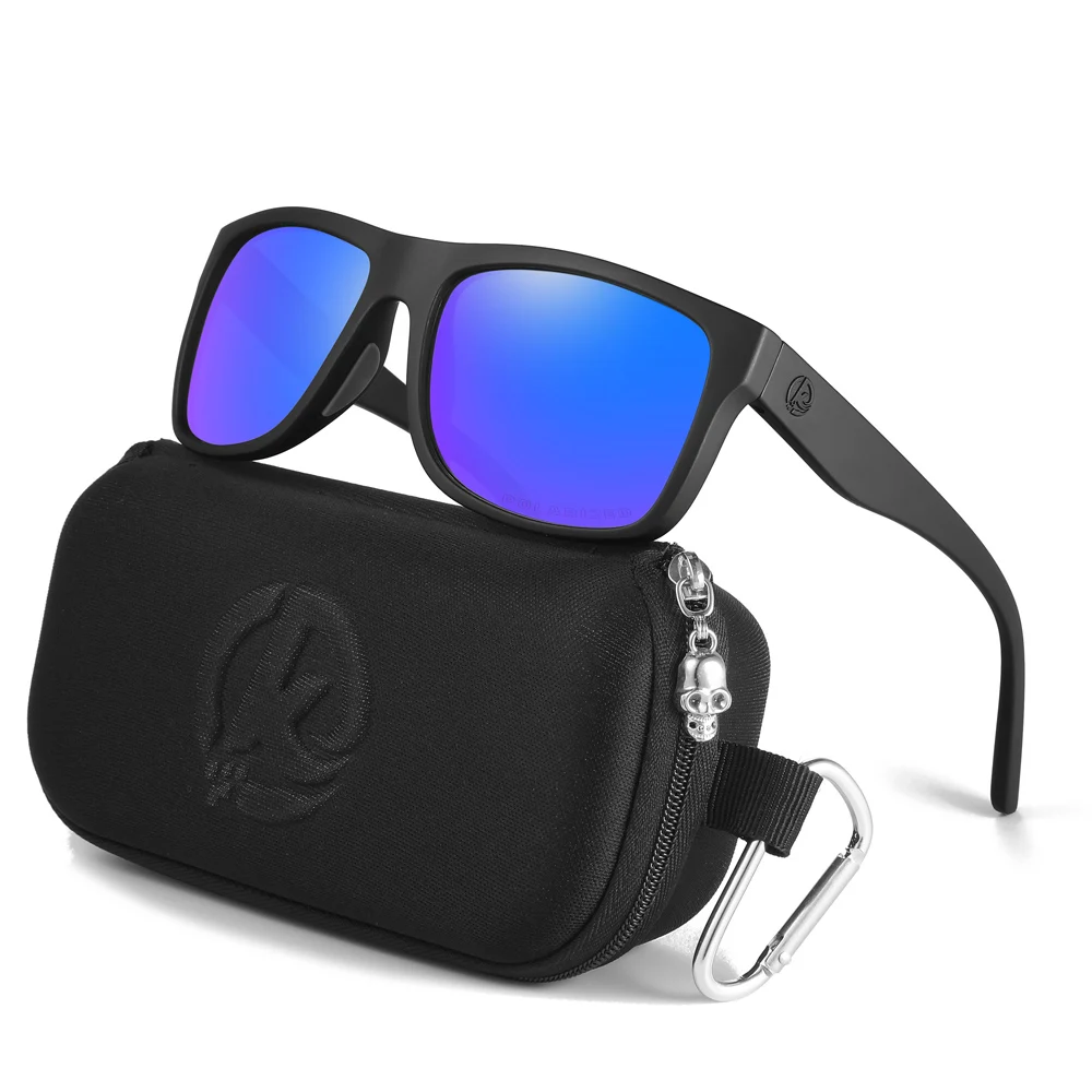 Kdeam polarisierte Sonnenbrille Männer Sport drei dimensionale Marke Logo tr90 quadratische Sonnenbrille ganz schwarz mit Reiß verschluss Fall kd0721 – Detail 18
