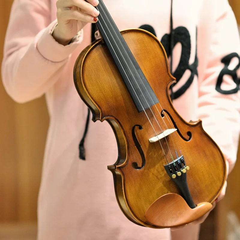 Beginner Exam Violin CHRISTINA V04 Retro Matte Solid Spruce Maple Carbon Fiber Jujube Fittings Semi-handmade with Case Bow