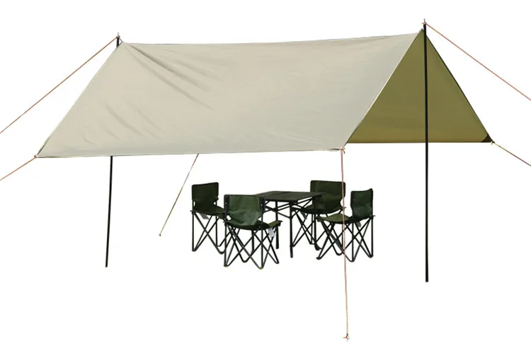 Outdoor Girder Shelter Sun Shade Rain Fly Ultralight Camping Tarp With Tent Pole Portable Waterproof Beach Tent Sun Shelter