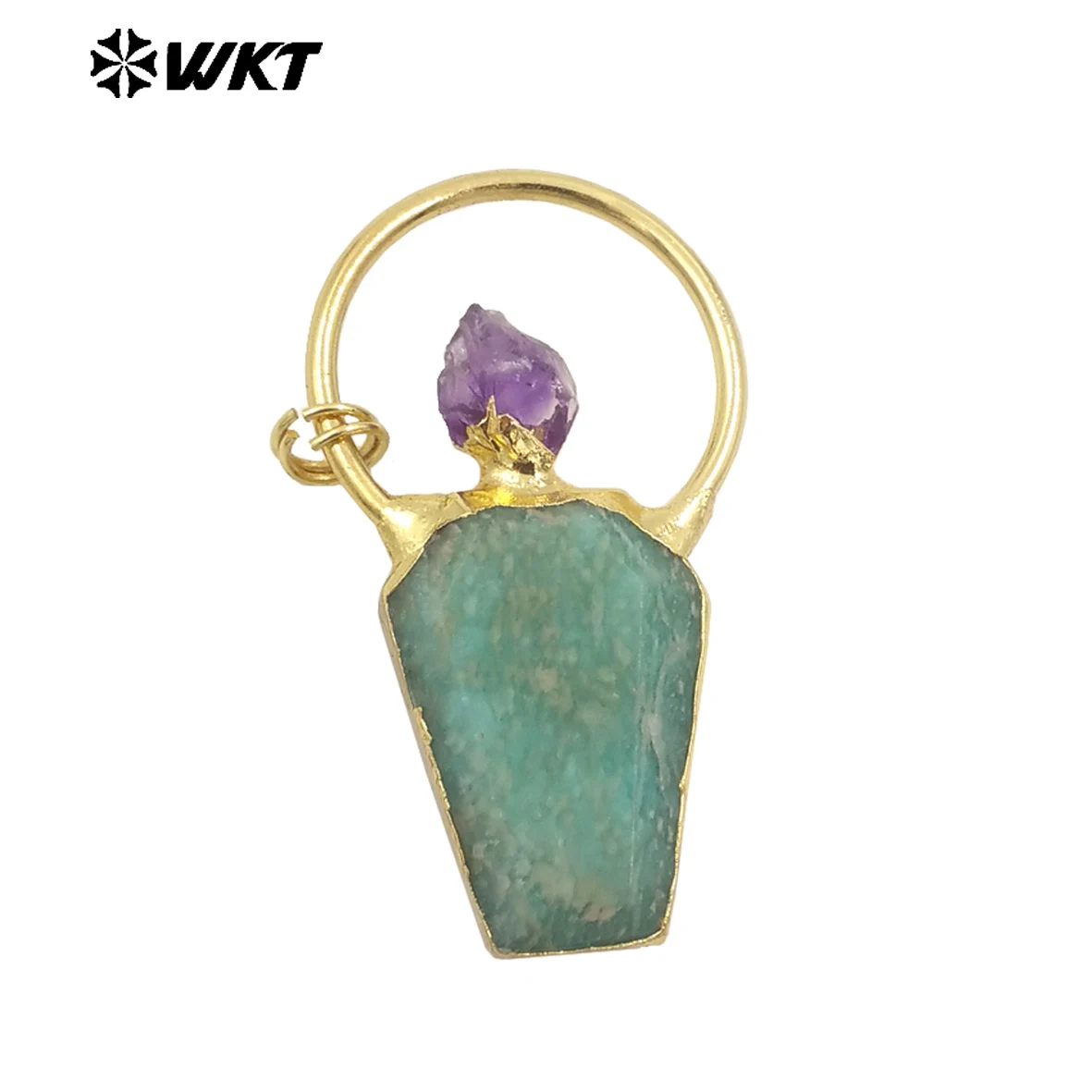 WT-P1959 New Fashionable Design Colored Gemstone Crystal Amethyst Stone Vase Shape With18k Gold Plating Pendant ACC