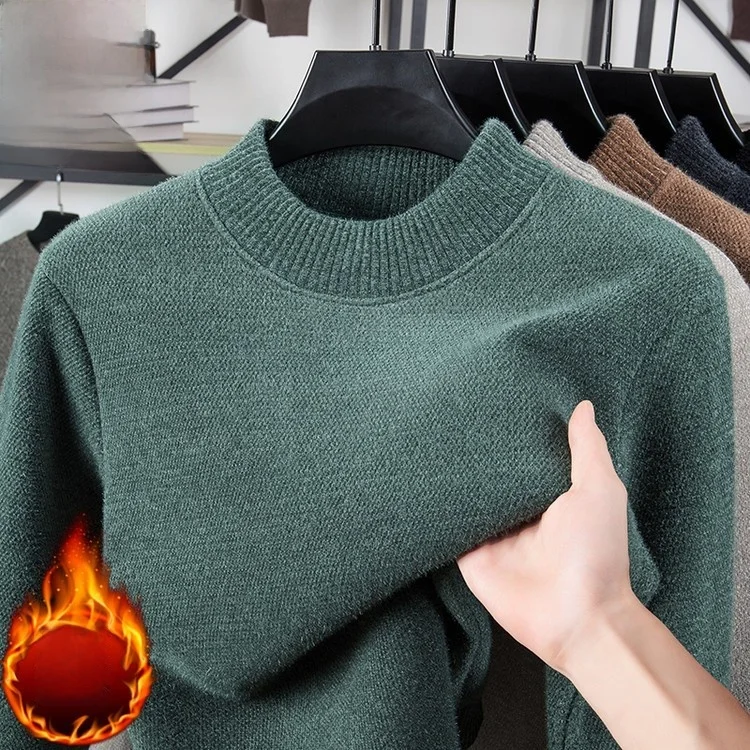 

Утепленный мужской свитер из флиса с высоким воротником, зимний теплый базовый слой, внутренняя одежда, комфортный, мягкий, из полиэстера