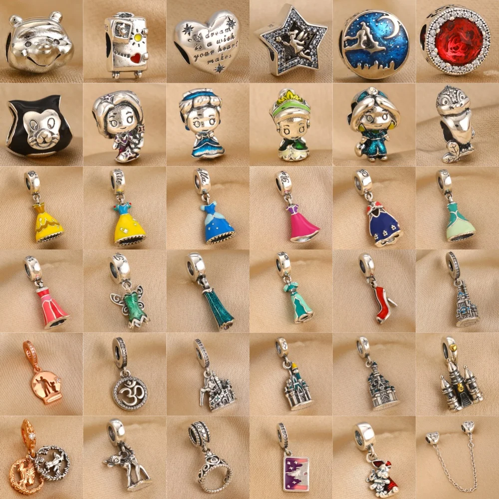 

925 Silver,Beautiful Princess Dress,High Heels Pendant Girl,Bear Beads Fit Original Bracelet DIY Accessories Exquisite Jewelry