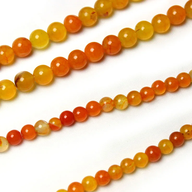 Natural Orange Agates Stone Beads Onyx  Round Loose Spacer Beads For Jewelry Making DIY Bracelets Necklace 15'' 6/8mm Wholesale image 6