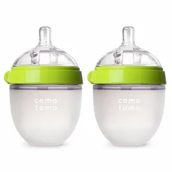 Silicone bebes Bottle Green/Pink 5 oz and 8 oz Baby Bottle 2 Pack BPA free Feeding bottle children kids drink milk mamadeiras