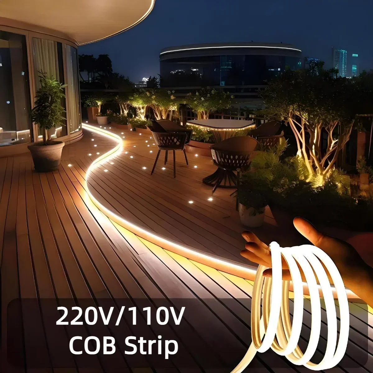 

35M 20M COB Strip Light Pure Silicone Tube 288LEDs/M High Lumen Flexible String Lamp 220V 110V Waterproof For Villa Garden Yard