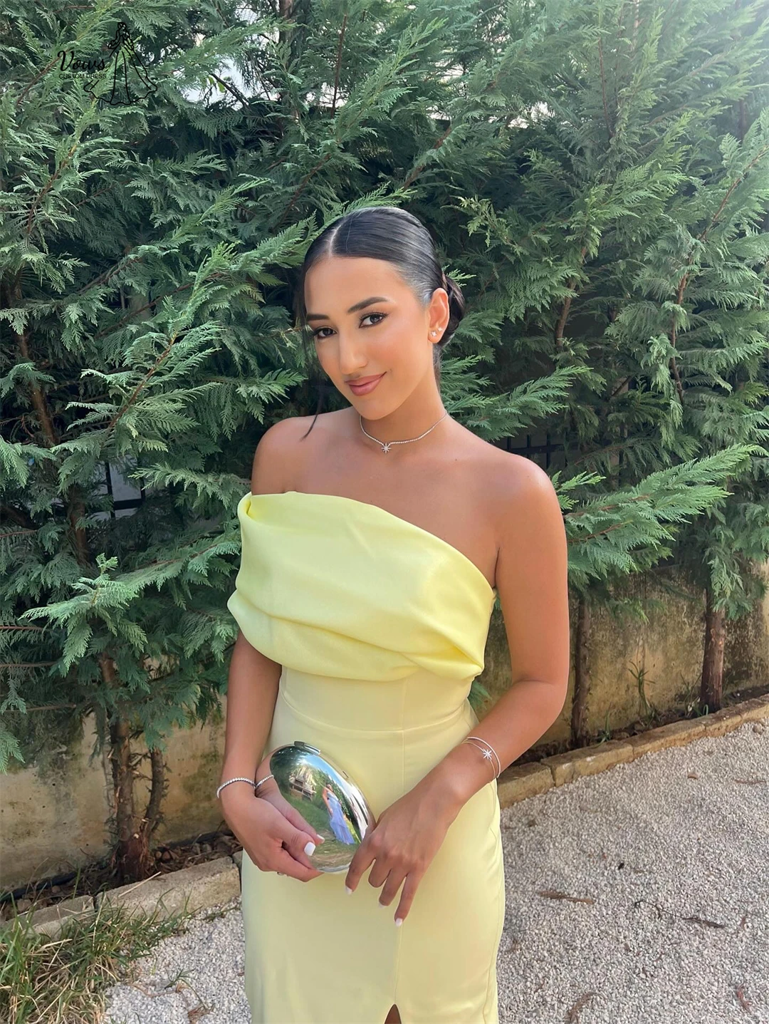 Vows-vestido de noche con hombros descubiertos para mujer, vestidos elegantes hechos a medida para mujer, vestidos de fiesta de boda para mujer, graduación con abertura 2025