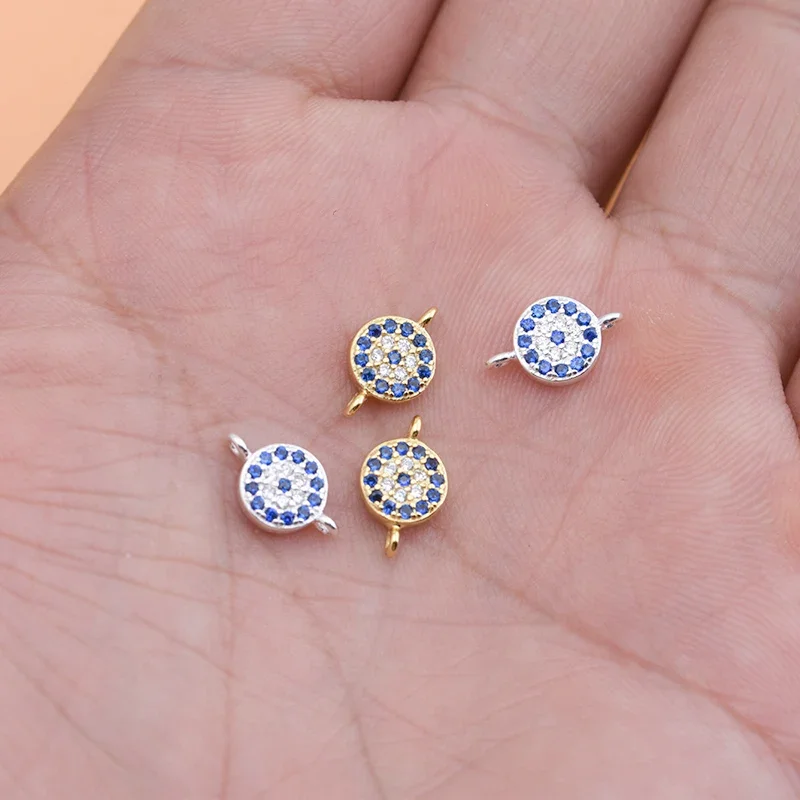 925 sterling silver blue eyes Zirconia double ring accessory DIY bracelet necklace jewelry making charm