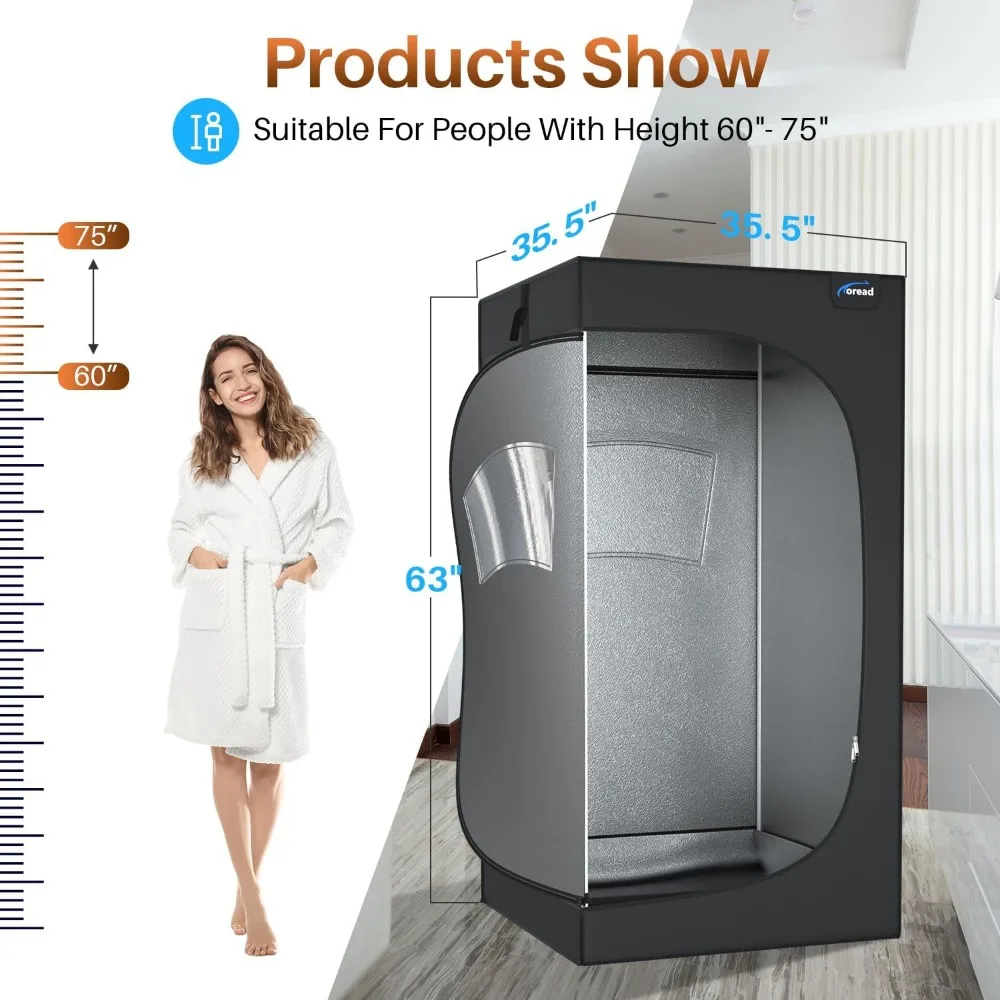 휴대용 스팀 사우나 룸, 600D 캔버스 전신 개인 사우나 텐트, 2.6L 1000W 스티머, 홈 사우나 스파 체육관 요가