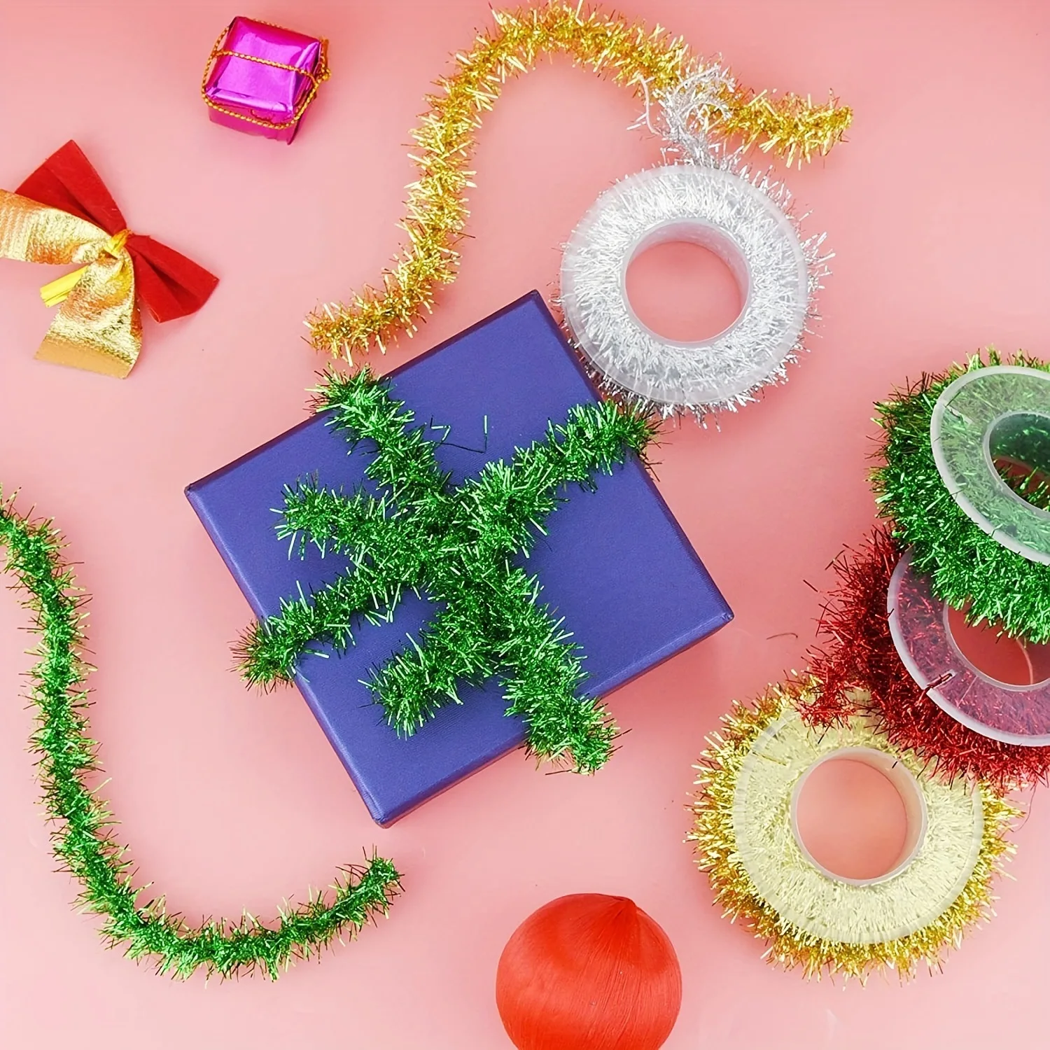 Weihnachten farbige Wollstreifen bunte Fliege DIY Metalldraht Garn Urlaubsdekorationen Halloween Weihnachtsdekorationen