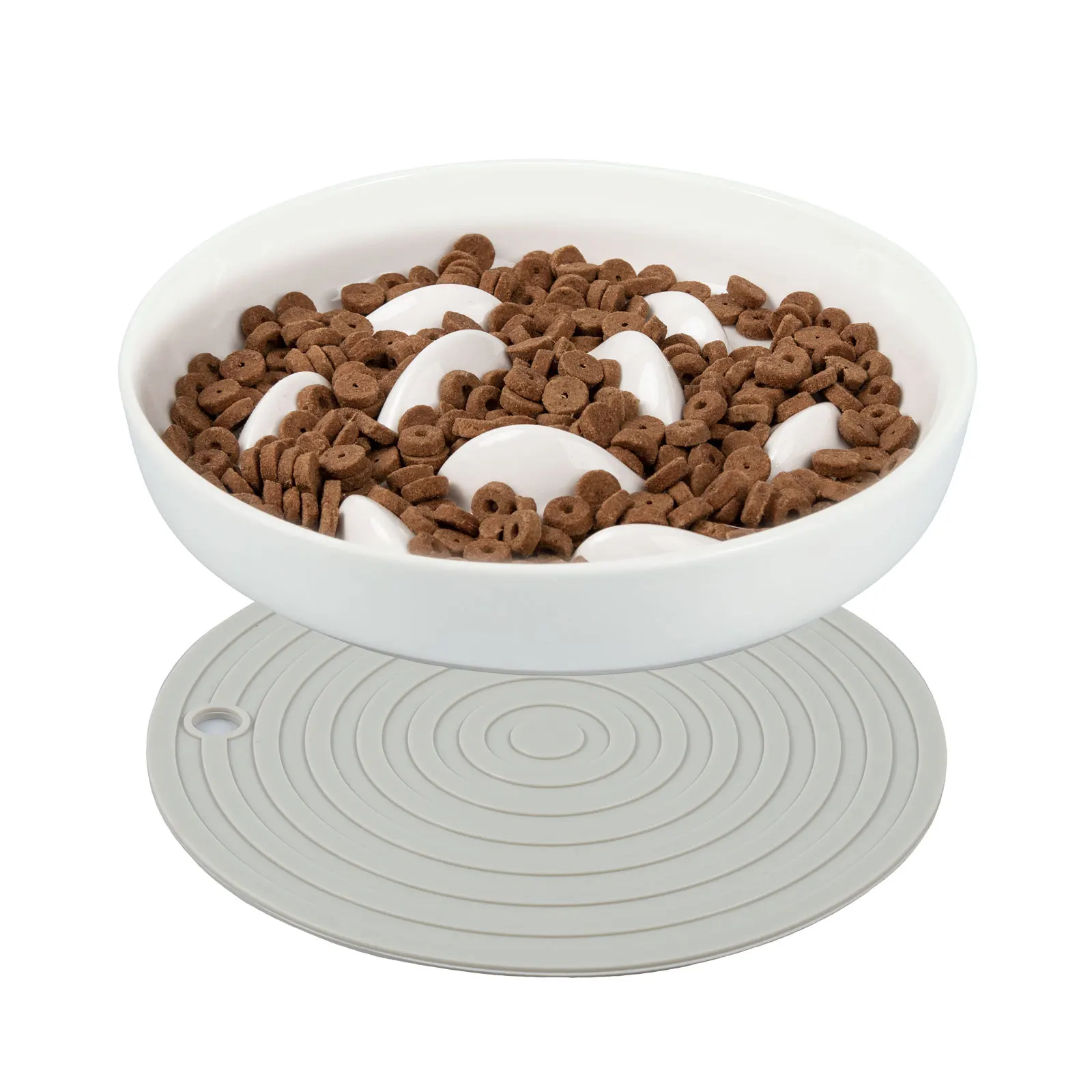 Cat Bowl Slow Feeder Non Slip Mat Raised Edge Pets Eating Anti Vomiting Ceramic Bowl Reusable Healthy Anti-choking