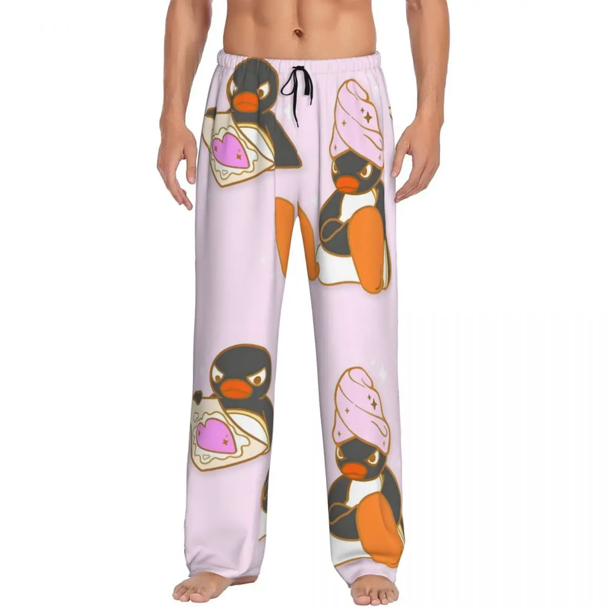 

Custom Noot Noot Pingu Pajama Pants Sleepwear Men's Elastic Waistband Penguin Merch Sleep Lounge Bottoms with Pockets