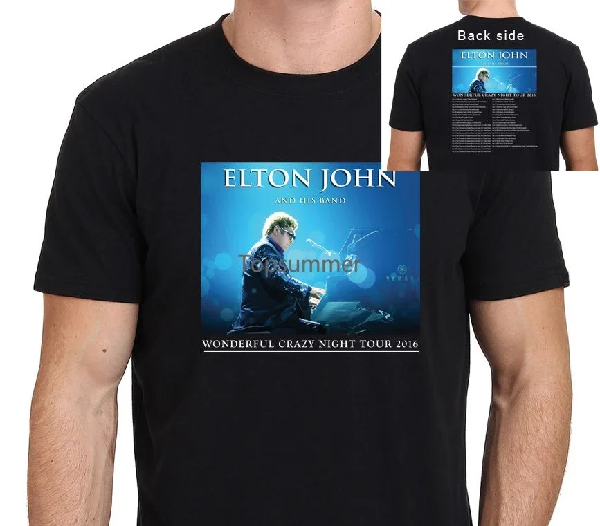 

T Shirt Design Store Men'S Elton John Wonderful Crazy Night Tour T-Shirt Men'S Size S To 3Xl O-Neck Cotton Short Sleeve Shirts