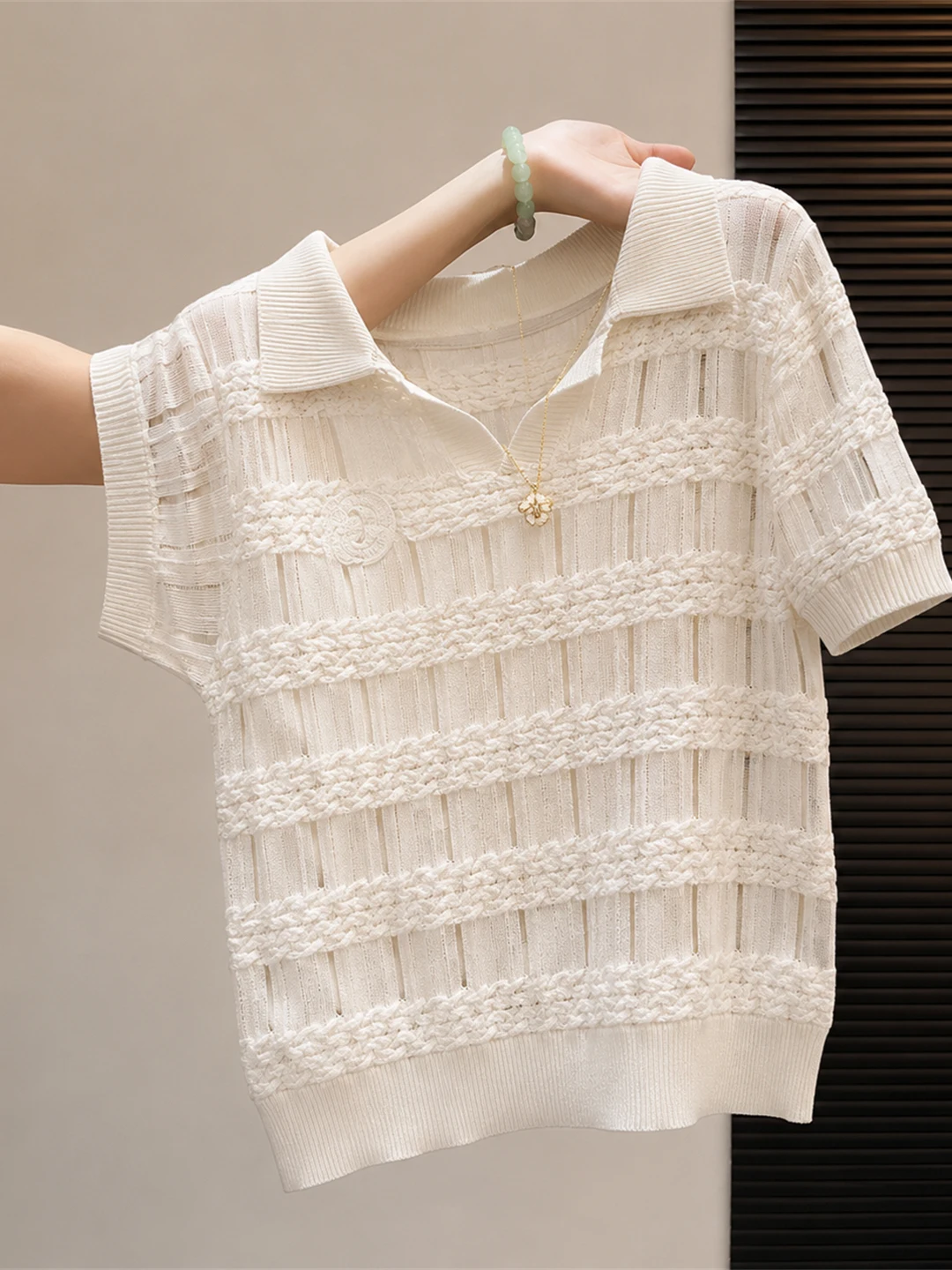 

Elegant Korean Style Ice Silk Knitted Short Sleeve Overhead Top Women's Summer Fashion College Wind Blouse Straight Tube Type