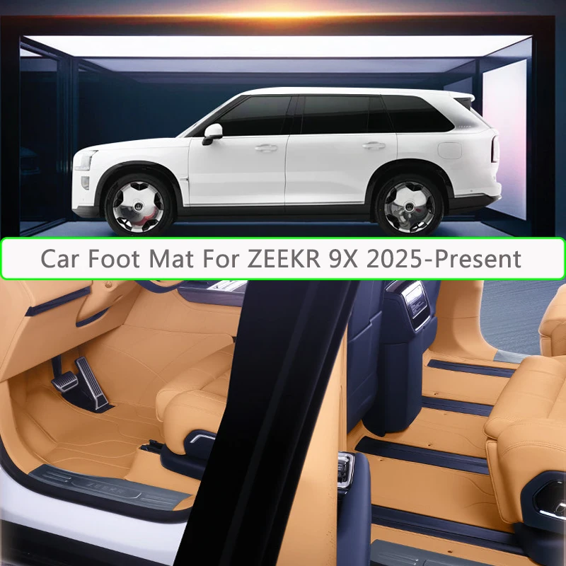 Custom Nappa Leather For ZEEKR 9X 2025-Present Anti-Slip Car Foot Protect Mat Auto Luxury Waterproof Floor Pad Accessory